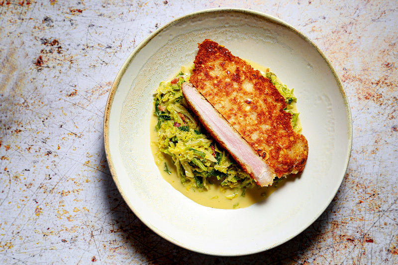 Iberico Schnitzel and Savoy Cabbage