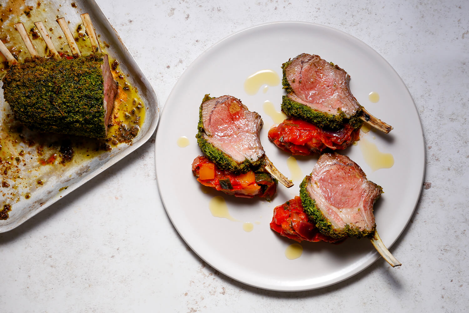 Herb-Crusted Rack of Lamb with Ratatouille