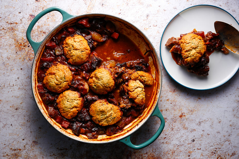 Braised beef blade stew, beef dripping dumplings