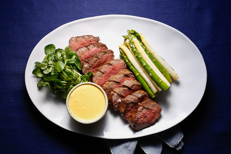 Roast Beef Fillet, New Season Asparagus, Hollandaise Sauce