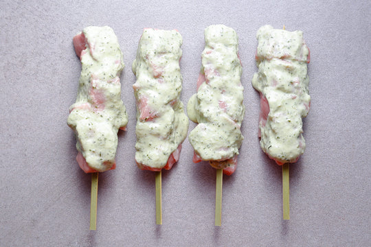 Garlic, Rosemary & Lemon Marinated Veal Rump Brochettes