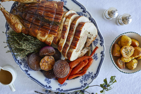 Three Bird Roast Turkey, Duck Pheasant Sage Red Onion