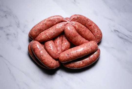 Belted Galloway Beef Cheeseburger Sausages